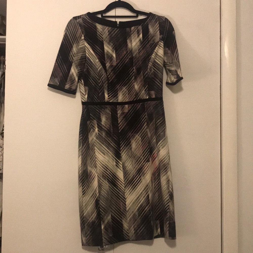 Vince Camuto Pink/Gray/White Sheath Midi